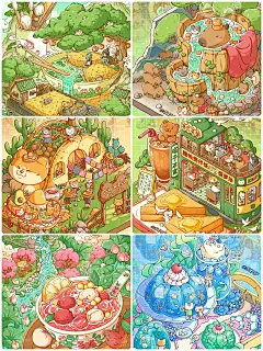 插画合集 | 一些画起来很治愈的微缩小场景