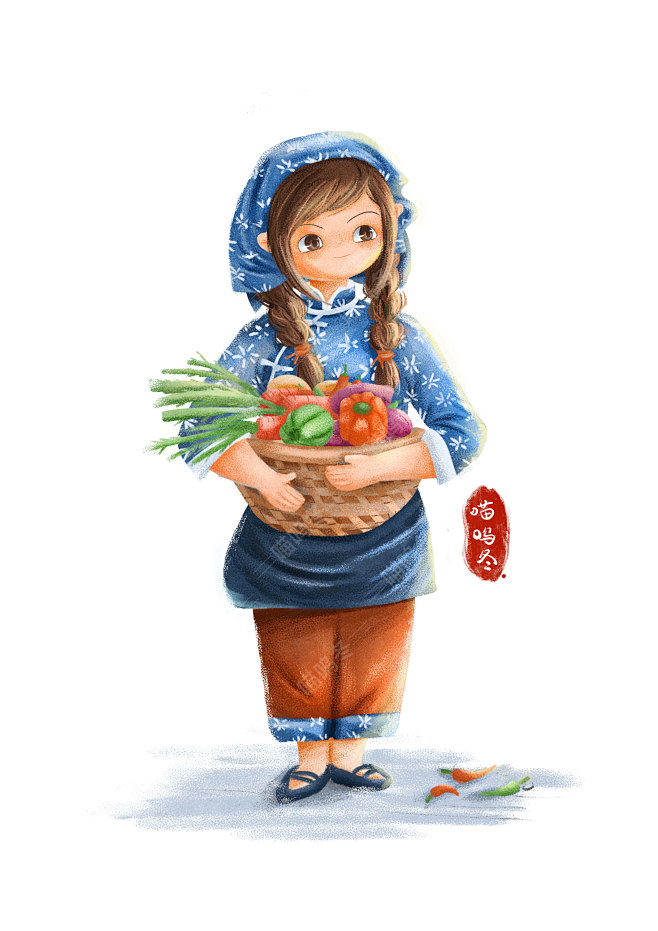 人物插画-农家女孩