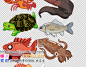 Q版食材资源 鱼图标素材 卡通资源手游游戏素材-淘宝网