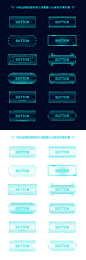 科技边框按钮机械几何图案UI元素控件素材