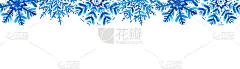 冬季背景与蓝色水彩雪花在白色的顶部。长矩形。