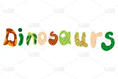 恐龙这个词是手绘的涂鸦风格。碑文是手工刻的。在儿童书籍、明信片或T恤上刻字