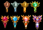 League Badges and Banners, Selin Aydin : These are badges and banners I designed for the 8 ranks the player could achieve in Fort Stars, a mobile game by Magic Fuel.