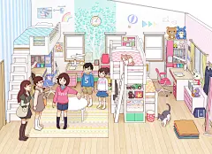 心跳！住宿会插画图片壁纸