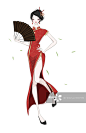 Illustration _ Young woman wearing Cheongsam