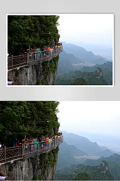 张家界天门山玻璃栈道游客图片