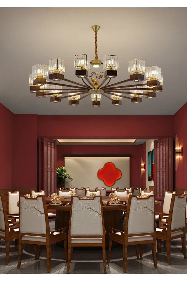 新中式水晶吊灯饭店火锅店包厢包间主灯餐饮酒店宴会厅大厅射灯款-淘宝网-花瓣网