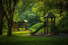 公园露天滑梯游乐场摄影图