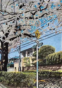 日本艺术家 Ryota Hayashi 用彩铅描绘的东京街道 | 相关介绍》》O【大触笔法】栋彩铅描绘东京 ​​​​