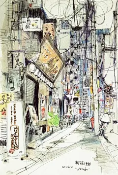 日本画家Yohji Kato的建筑绘画作品 ​​​​