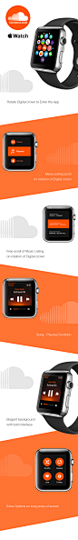 Soundcloud - Apple watch : Soundcloud App - Apple watch Design.I had previously done for android wear. Tried my shot in apple watch too