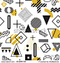 80s retro seamless pattern. 1990 background style. Mathematical pattern of geometric shapes. Vector illustration. Memphis style for fashion
