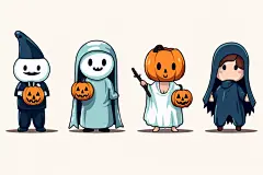 巫师女巫万圣节装扮服饰人物插画图片