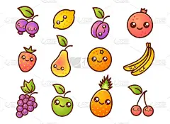 漫画风格的水果和浆果.