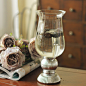 美式简约新古典后现代 银底高脚杯透明玻璃花瓶花器烛台 家居饰品