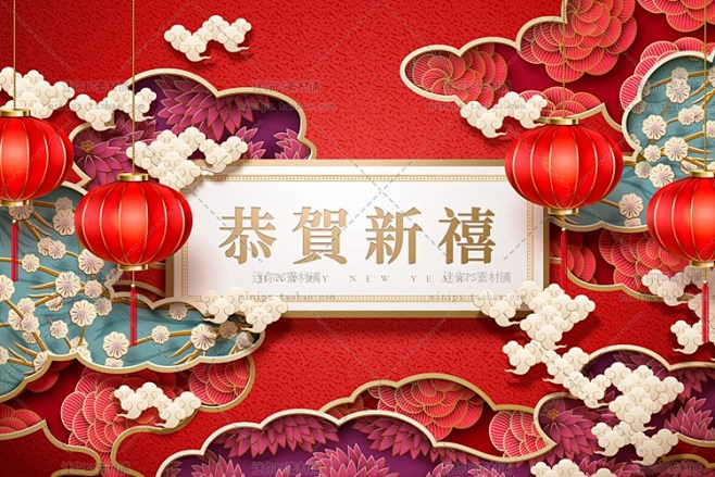 955号红色喜庆春节传统新年2019猪年...