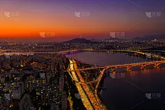 韩国,市区,汉江,横越,南山塔,桥,城市,城市天际线,首尔,航拍视角