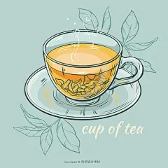 手绘插画下午茶花茶水果茶壶