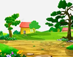 2017卡通路房子树 页面网页 平面电商 创意素材