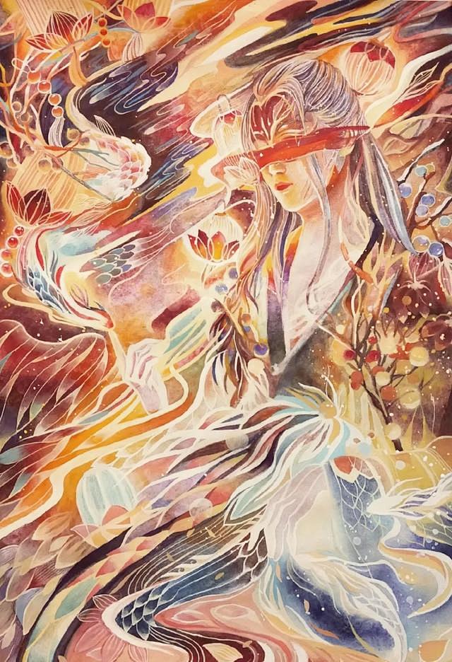 古风玄幻插画我手何似佛手合掌面南看北斗