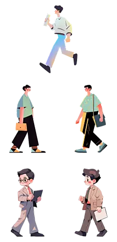 素材组合-通用插画扁平风求职人物贴纸