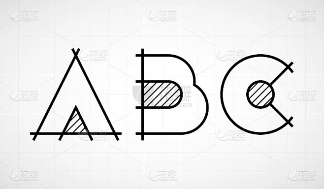 Architech图形线性字体与字母abc素材-花瓣网