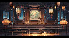 AI古风宫殿场景素材 室内场景建筑设计参考 影视游戏概念背景插画-淘宝网