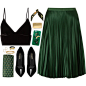 A fashion look from December 2016 featuring crop top, knee length skirts and low heel shoes. Browse and shop related looks.