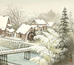 林深屿鹿采集到古风背景插画