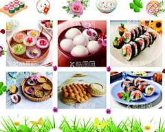 寿司钵仔糕汤圆海报  - 源文件下载【酷图网】寿司,钵仔糕,汤圆海报,蛋仔,甜品