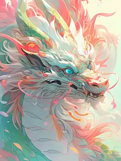 高清唯美龙水彩插画