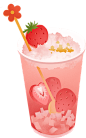 奶茶店手绘创意套系插画-草莓冰