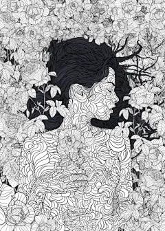  【菲律宾插画师Pedro Tapa作品】菲律宾插画师 Pedro Tapa 用简单线条创作复杂图案，他坚持插画的审美标准，以精美杂志上女性为绘画基础呈现出优雅靓丽的女性形象。他致力于绘出既是简单天然型，又是完美理想型的女性，用铅笔让女神们在花丛中优雅重生。