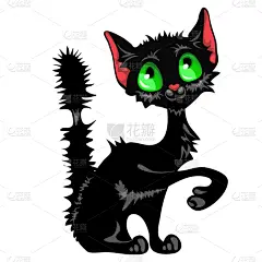 猫,黑色,尾巴,幽默,绿色眼睛,可爱的,秘密,肖像
