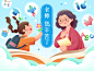 教师节 老师 献花 送花 矢量 海报 手绘 插画 illustrator