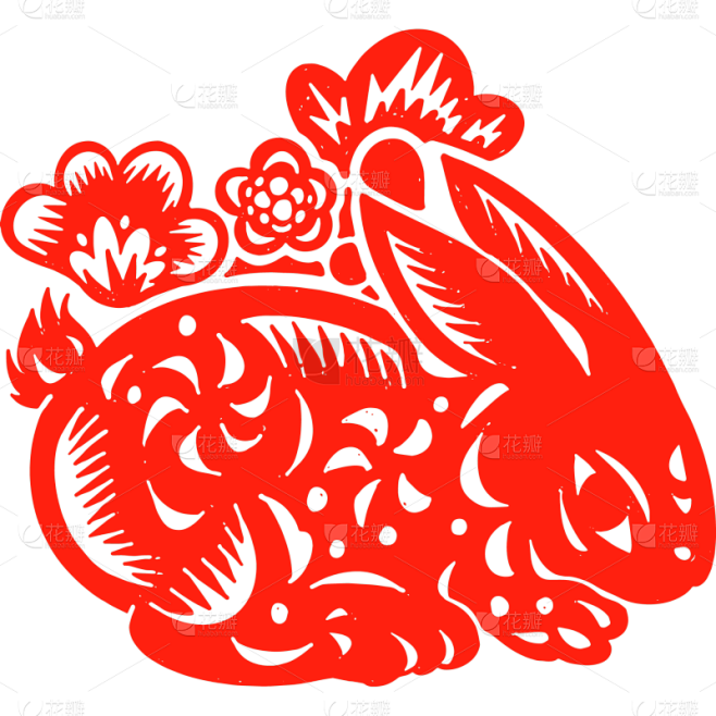 星喜庆中国风-兔子剪纸5