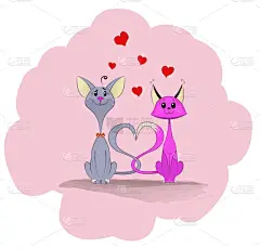 猫,黑色,爱的,两只动物,可爱的,白昼,华丽的,红色,请柬,问候