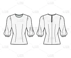 时尚插画,人体,拉链,侧面视角,宽松上衣,袖子,圆领口,纺织品,技术,正装