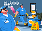 Cleaning company service kit8 flat vector illustration character office man uniform service company cleaning