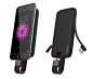 Philips PowerPouch DLP7003  |  2015 : A slim and elegant 7,000 mAh power bank for the Apple iPhone - specifically conceived for recharging while holding the phone. In this use case the rubber-coated and corrugated surface gently rests against the back of 