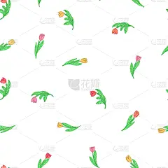 可爱的,小的,动画片,四方连续纹样,纺织品,壁纸,郁金香,夏天,花,充满