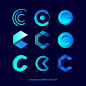 Futuristic logo letter c template collection Free Vector