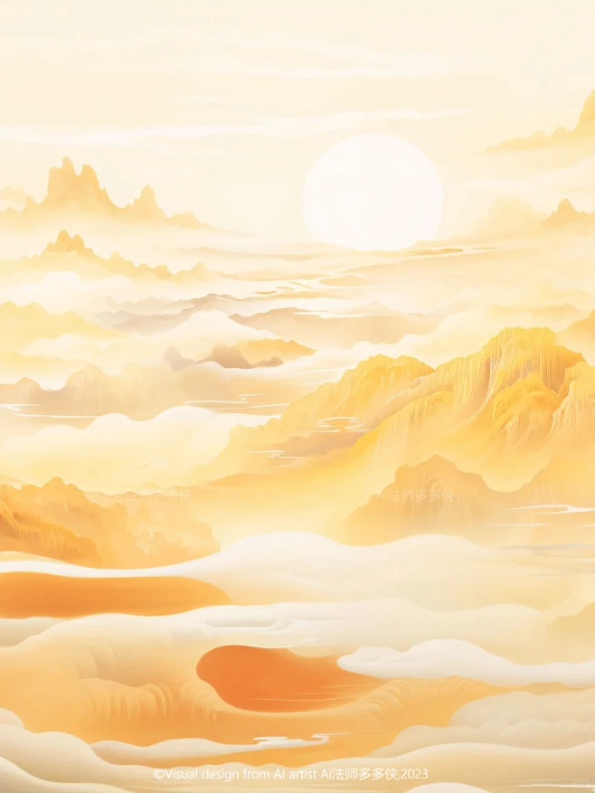东方美学-国色橙|国风山水风景背景图-花瓣网