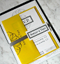 Love this color! Yellow and gray wedding invitation.