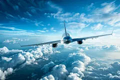 白天空中飞行分民用飞机摄影图片