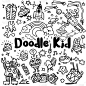 hand drawn kids doodle set,Doodle style,Vector Ill