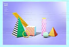 精品9款性冷淡INS时尚立体几何摆件雪糕WEB海报PSD电商UI设计素材-淘宝网