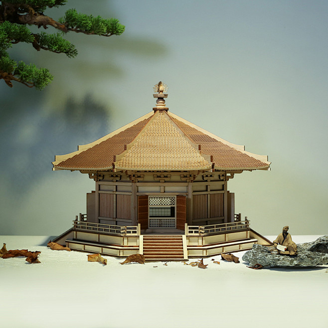 中式日式古建筑世界遗产佛教建造物法隆寺梦...