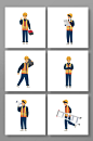扁平风格工程师建筑工人人物插画元素-众图网
