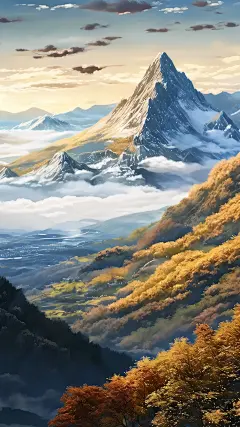 手机壁纸，山，云海，山峰，